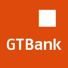 GTBank logo in orange background, representing a financial service for international money transfers with MonieWorld.